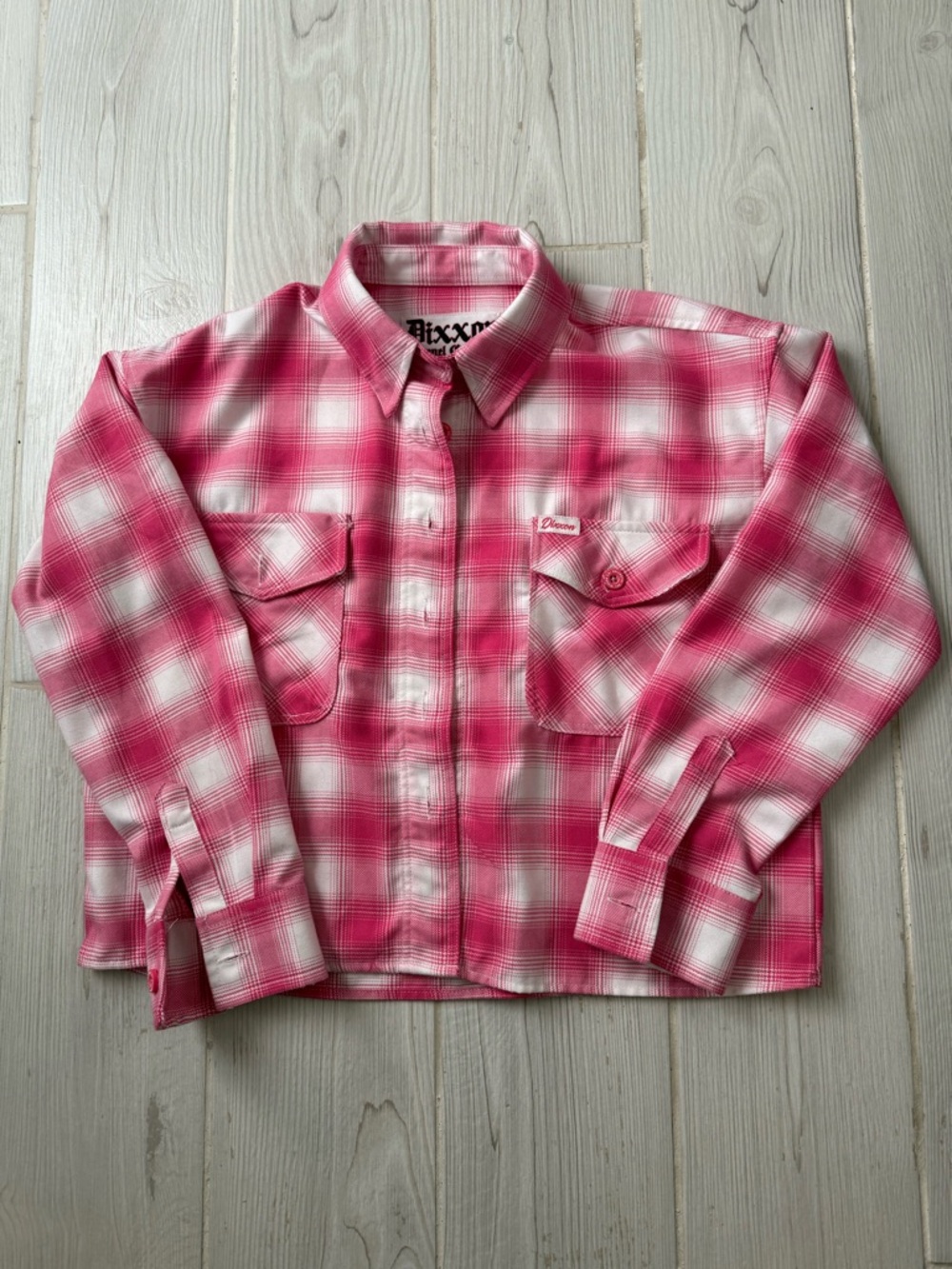 NWOT DIXXON Pink & White Plaid Flannel Shirt Jacket